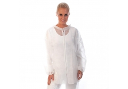 Veste PP blanche - 30 g/m² - avec tirette -50/distributeur