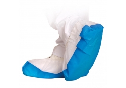Couvre-chaussure - PP blanc - semelle bleue CPE Extra antidérapant - 40 cm - 500/carton