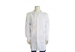 Veste en tissu alimentaire blanc (long) polyester/coton avec poignets en tricot