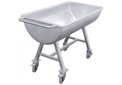 Chariot de ménage avec 2 roues fixes et 2 roues pivotantes avec freins