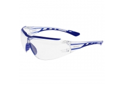 Lunettes de sécurité avec lentille transparente et monture bleue